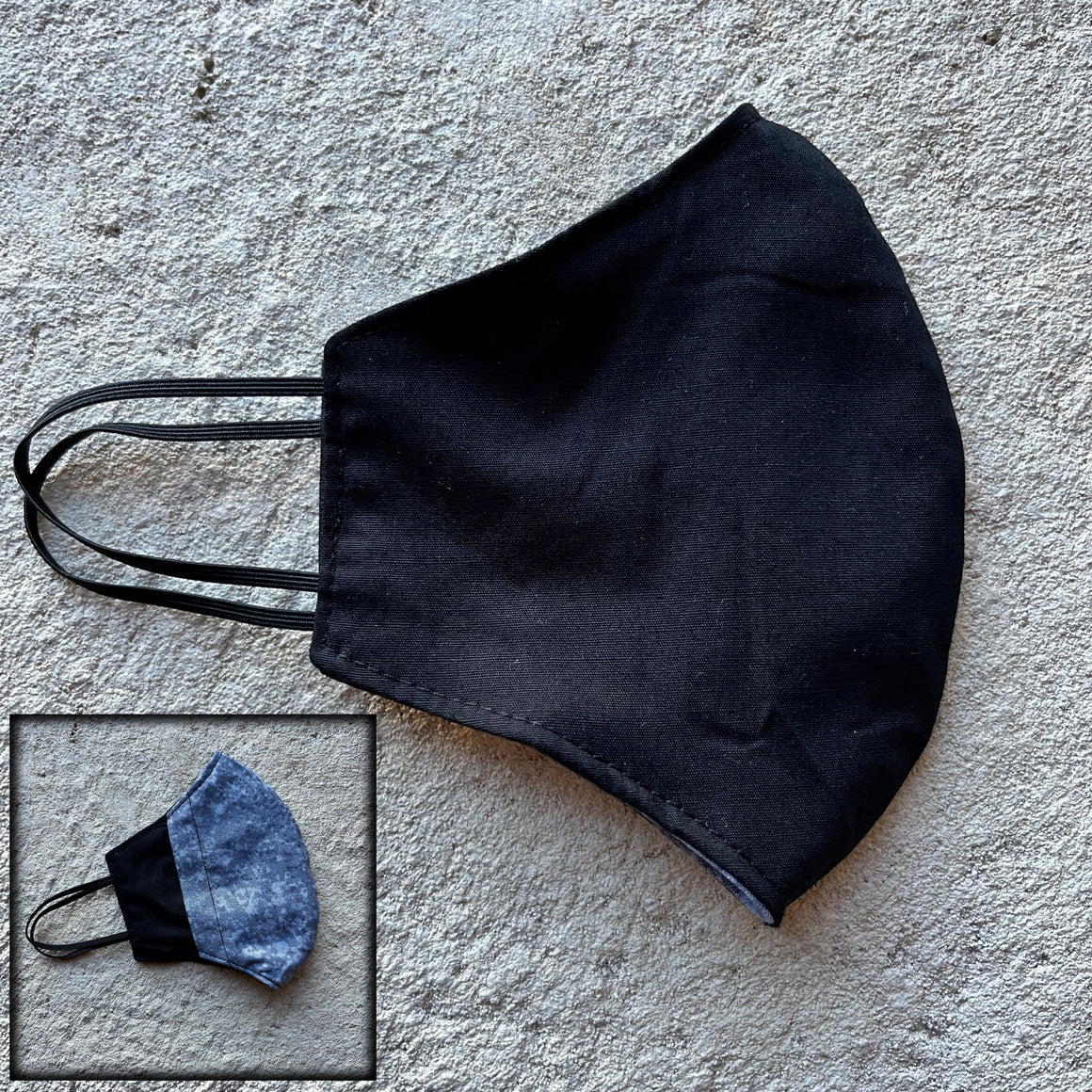 Small Cloth Mask (Child) - Black / Mottled Grey