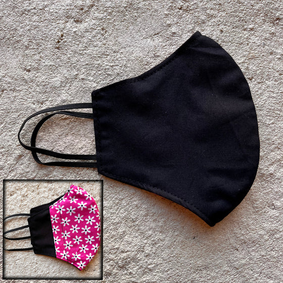 Small Cloth Mask (Child) - Black / Pop Daisies