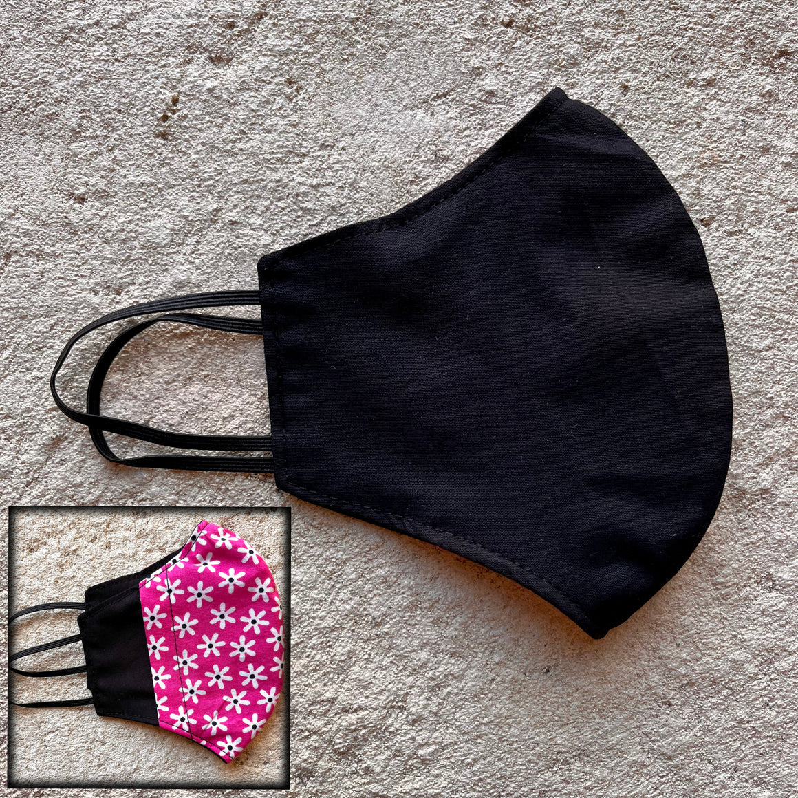 Small Cloth Mask (Child) - Black / Pop Daisies