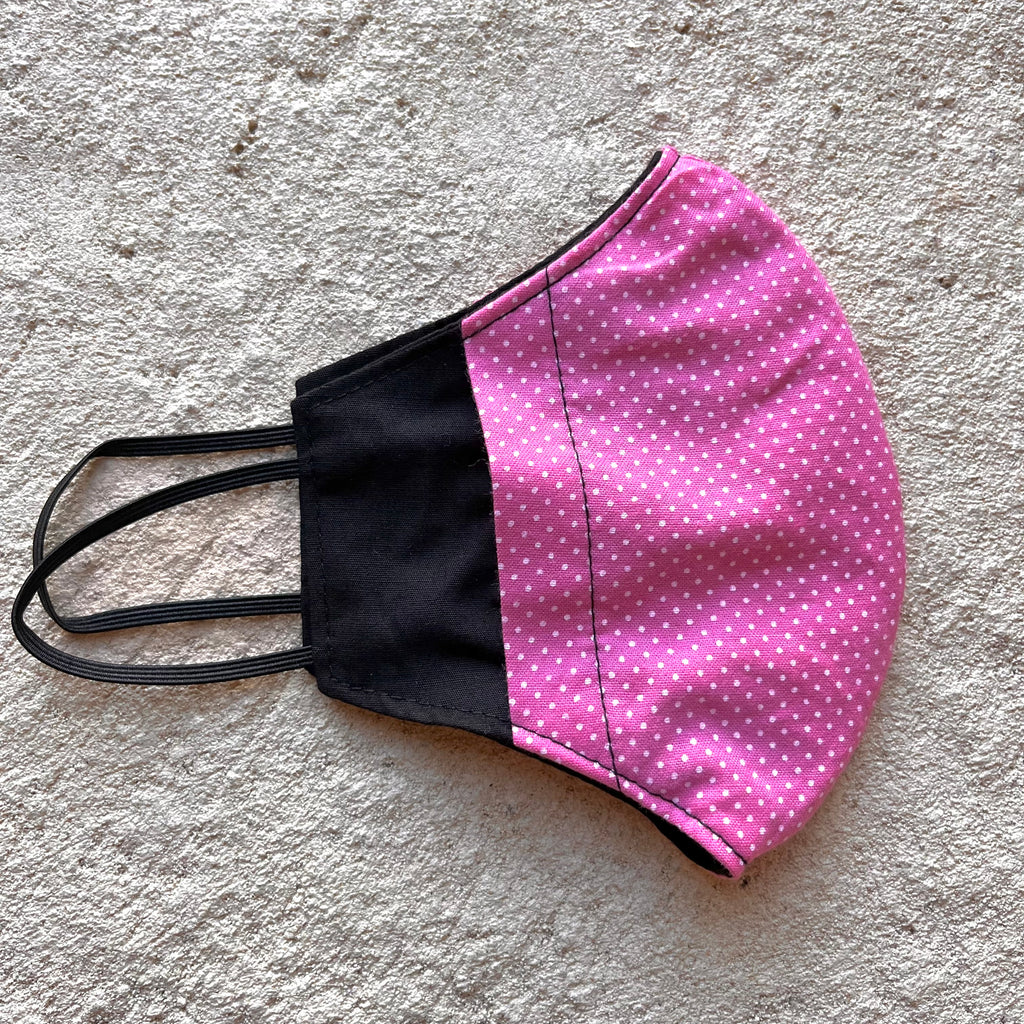 Small Cloth Mask (Child) - Black / Pink Micro Dots