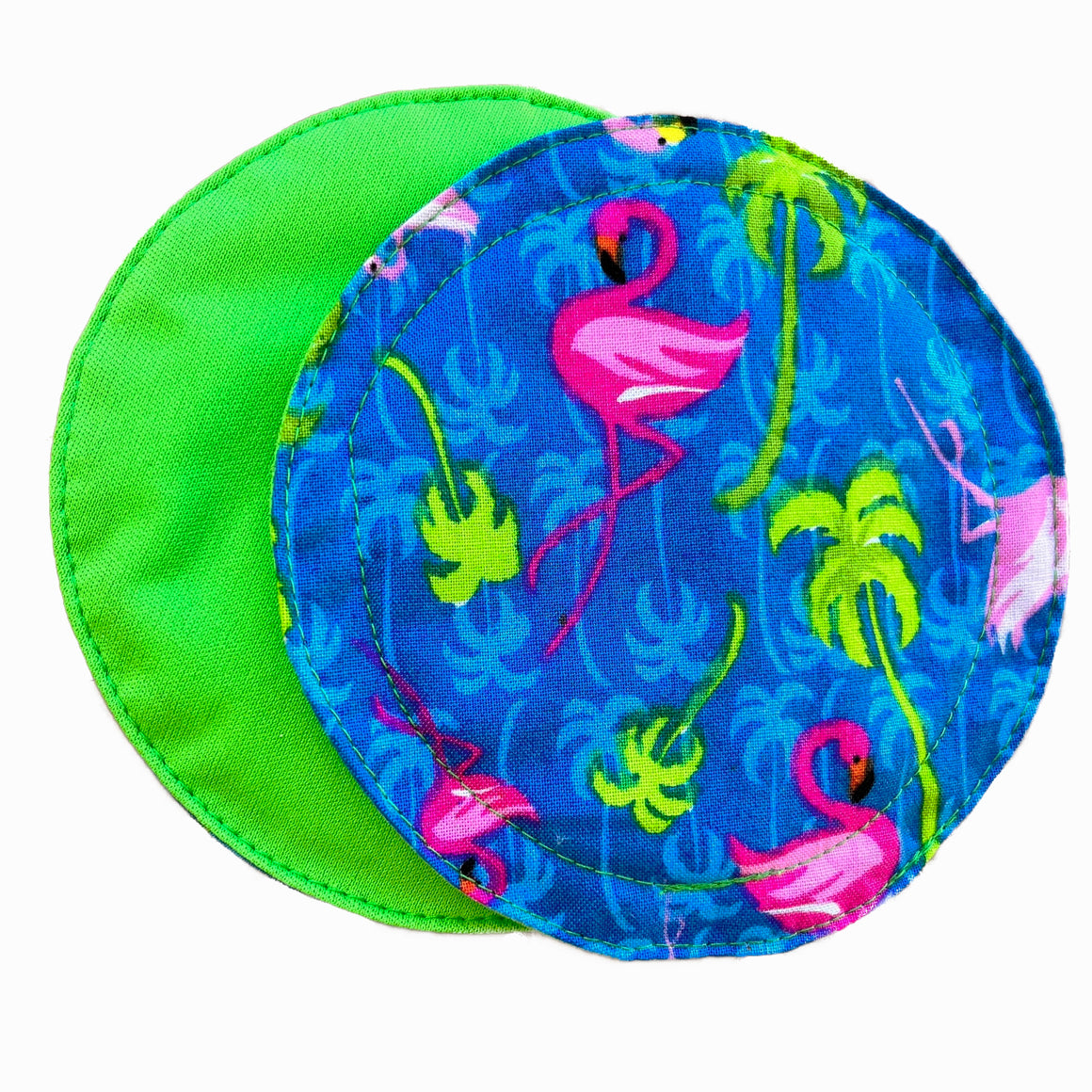 Lime Flamingos Breast Pads