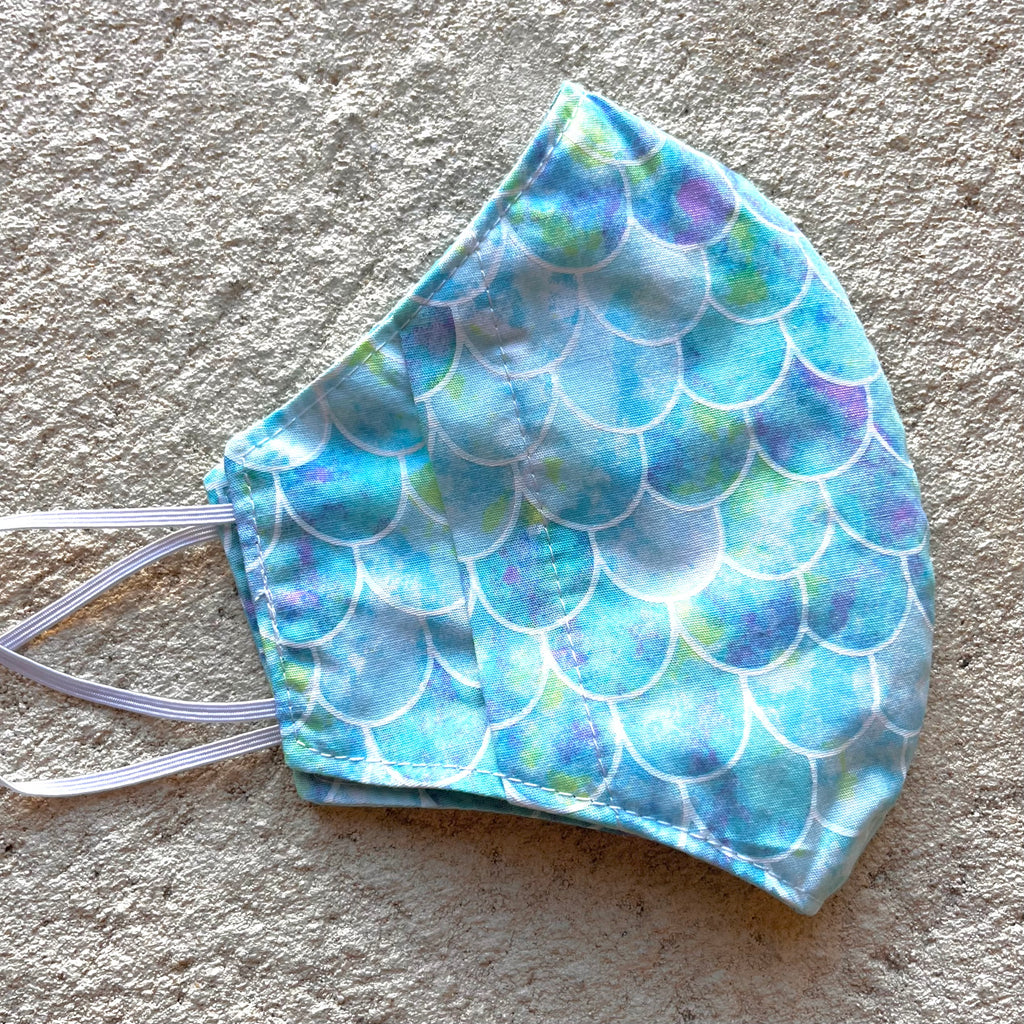 Small Cloth Mask (Child) - Aqua Mermaid Scales