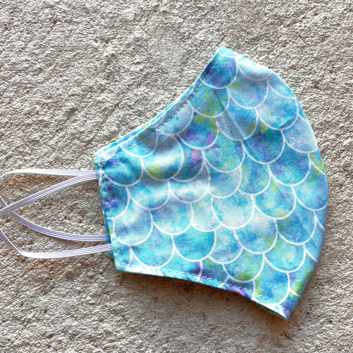 Small Cloth Mask (Child) - Aqua Mermaid Scales