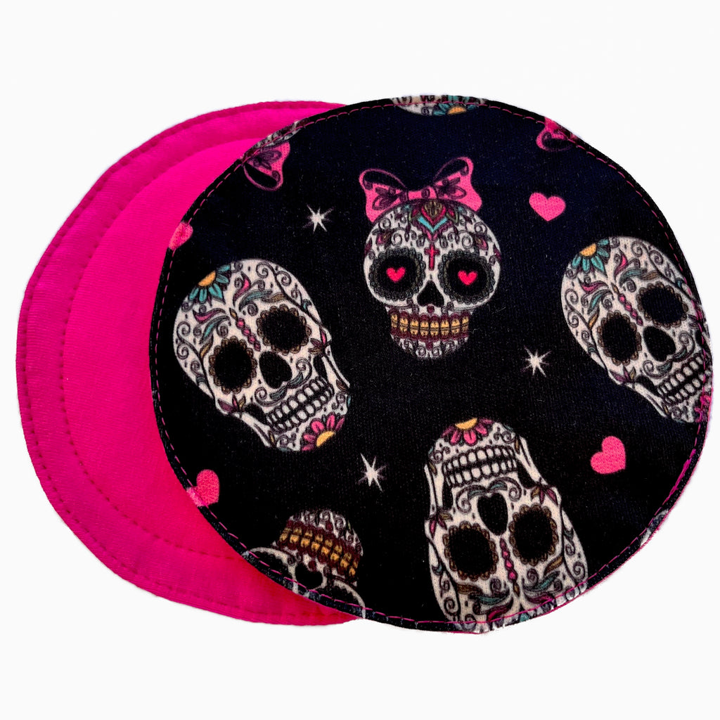 Raspberry Sugar Skulls Breast Pads