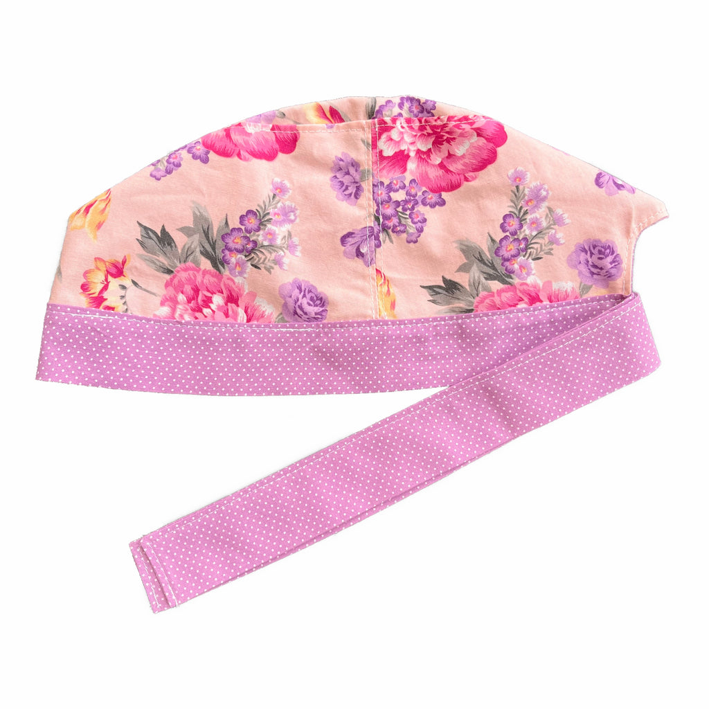 Pink and Purple Floral Scrub Cap