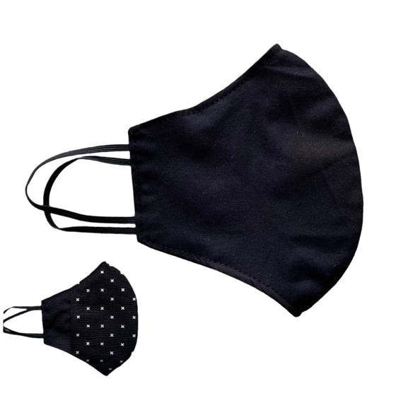 Small Cloth Mask (Child) - Black / Monochrome Crosses