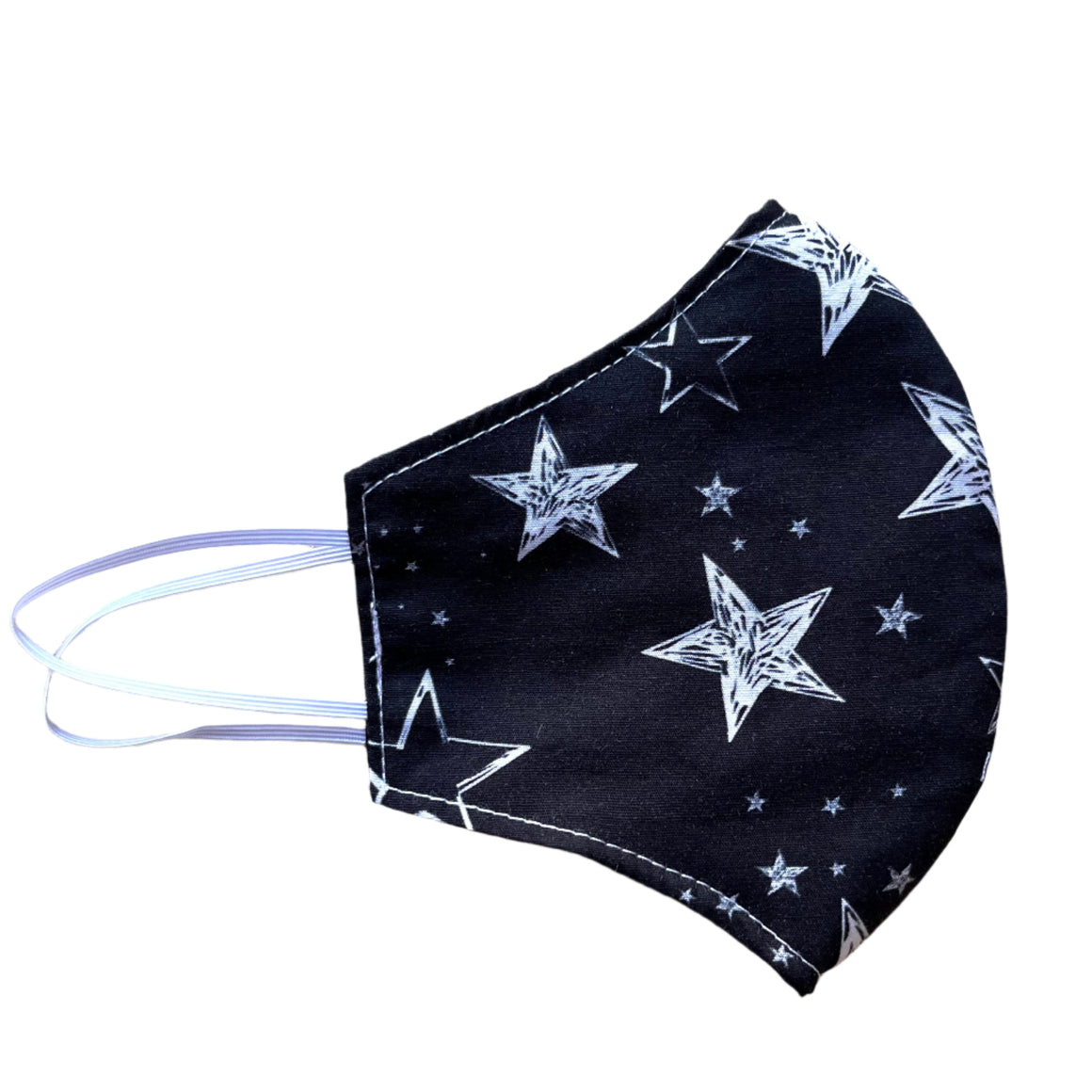 Small Cloth Mask (Child) - Black and White Stars